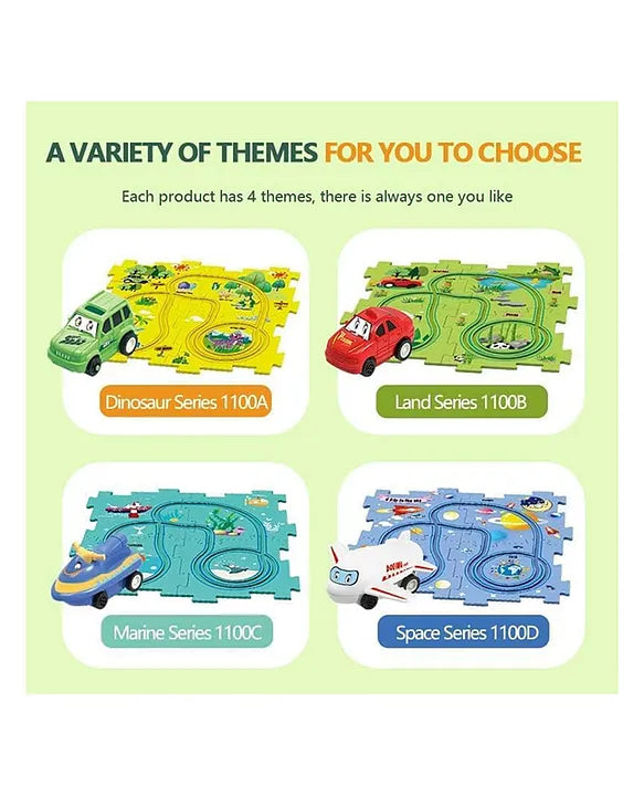 Happy Hues Puzzle Racer Kids Car Track Set  13 Pcs