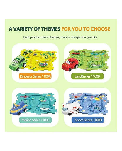 Happy Hues Puzzle Racer Kids Car Track Set  13 Pcs