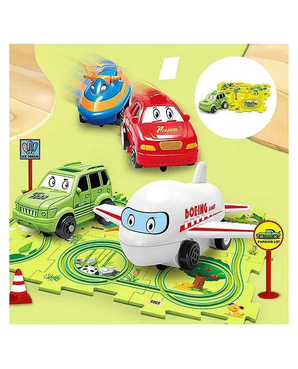 Happy Hues Puzzle Racer Kids Car Track Set  13 Pcs